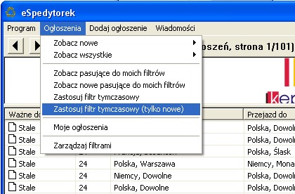 filtr doraźny
