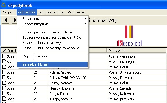 zarządzanie filtrami